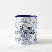 Mug Blanc Bleu Chic Noël Père Noël & Ornements (Centre)