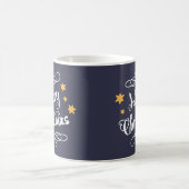 Mug Blanc bleu de minuit de typographie de Joyeux Noël (Centre)