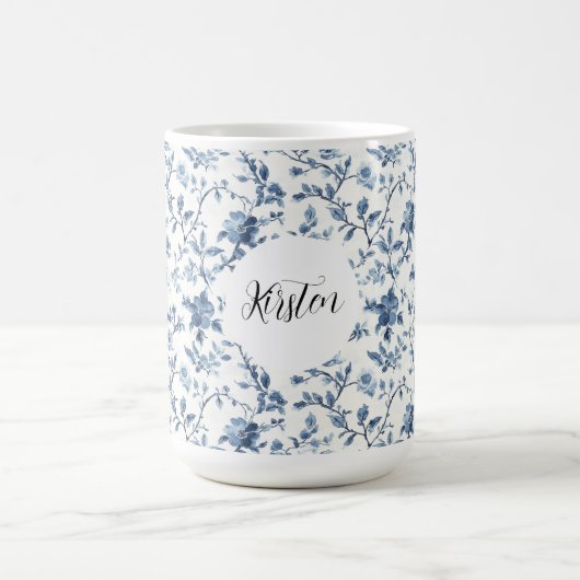 Mug Blanc Bleu Floral Chic   (Centre)