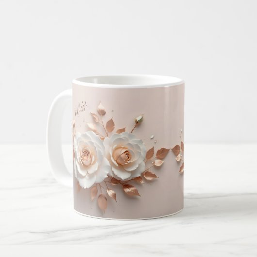 Mug Blanc Blush 3 D Nom de la fleur (Devant gauche)