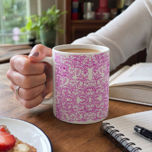 Mug Blanc Botanique rose Floral Dégradé décoratif