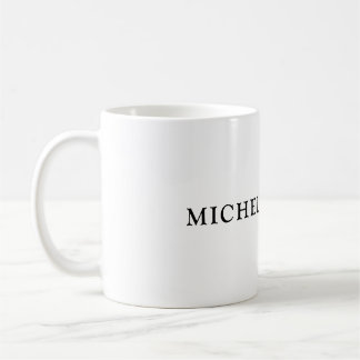 Mug Blanc Classique Minimaliste Plain Nom simple