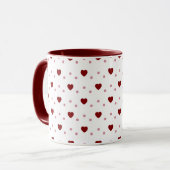 Mug Blanc – Cœurs Rouge Foncé et Clair (Devant gauche)