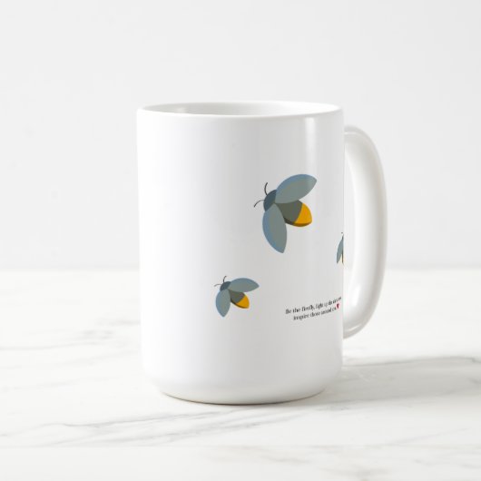 Mug blanc de luciole (Devant droit)