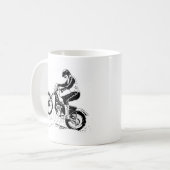 Mug Blanc de noir de cavalier de vélo de Dirtbike (Devant gauche)