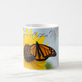 Mug Blanc de papillon et de tournesol de monarque (Centre)