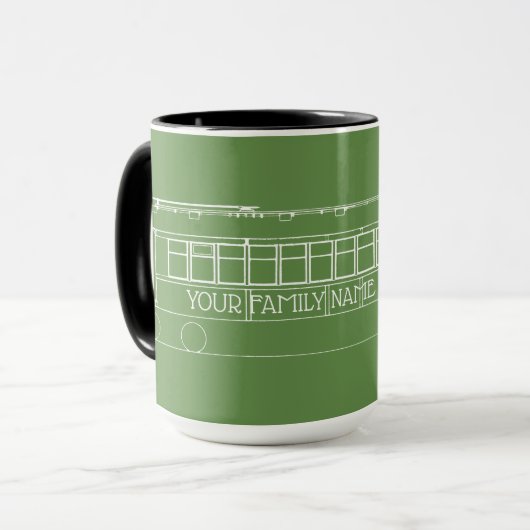 Mug Blanc de TRAMWAY de TRAIN de CHARIOT +VOTRE NOM DE (Devant gauche)