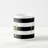 Mug Blanc élégant de noir d'or de monogramme de la (Centre)