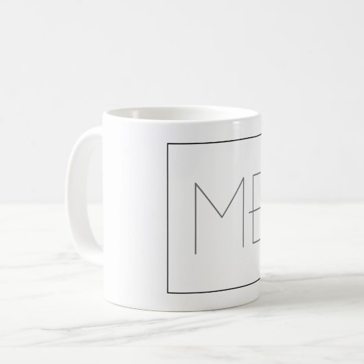 Mug Blanc Élégant Unique Monogramme (Devant gauche)