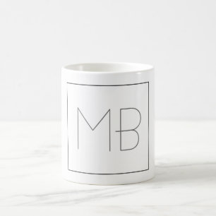 Mug Blanc Élégant Unique Monogramme