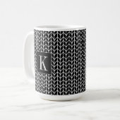 Mug BLANC Élevé en MAILLE NOIRE + Initiale II (Devant gauche)
