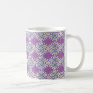 MUG BLANC EN MAILLE ARGYLE LILAS