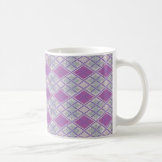 MUG BLANC EN MAILLE ARGYLE LILAS (Droite)