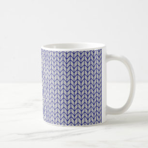 Mug blanc en tricot gris bleu