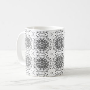 Mug Blanc et gris folklore ornement damas