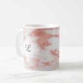 Mug Blanc et initiale rose de monogramme de marbre (Devant gauche)