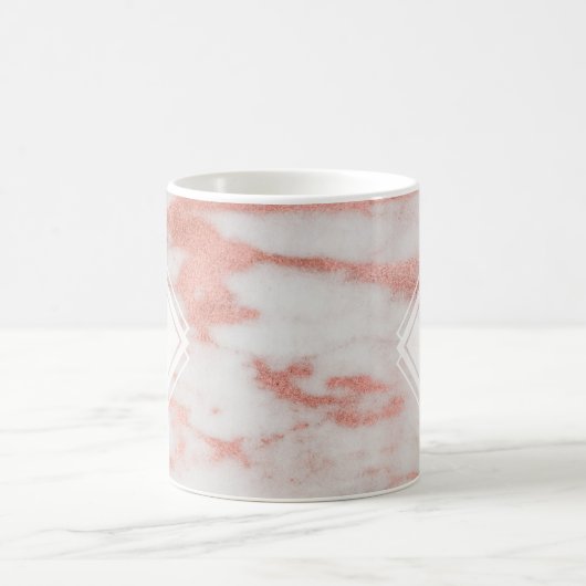 Mug Blanc et initiale rose de monogramme de marbre (Centre)