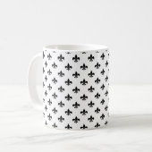 Mug Blanc Fleur De Lis Noir Délicat Mardi Gras (Devant gauche)