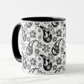 Mug Blanc Floral Paisley Design Motif