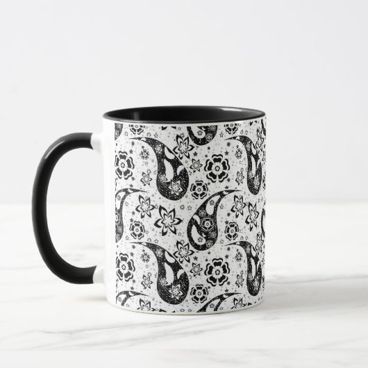 Mug Blanc Floral Paisley Design Motif (Gauche)