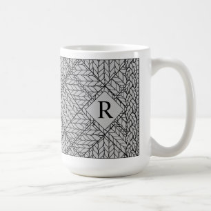 Mug Blanc Grand Taille en Tricot GRAY ARGYLE KNIT