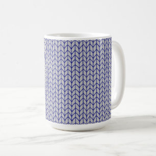 Mug Blanc Grand Tissu Tricoté Gris Bleu