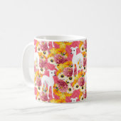 Mug Blanc italien Greyhounds avec fleurs (Devant gauche)