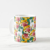 Mug Blanc italien Greyhounds avec fleurs (Devant gauche)