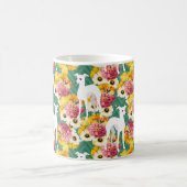 Mug Blanc italien Greyhounds avec fleurs (Centre)