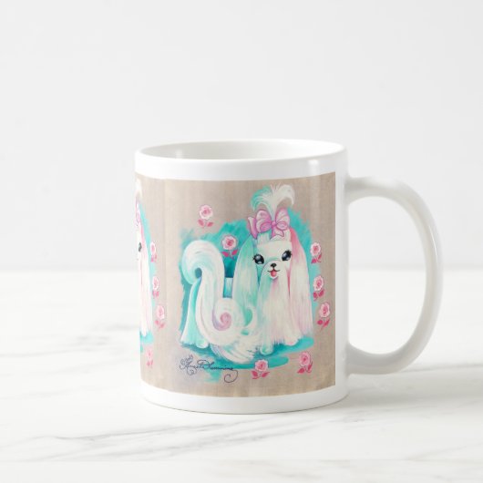 Mug Blanc maltais mignon de chiot (Droite)