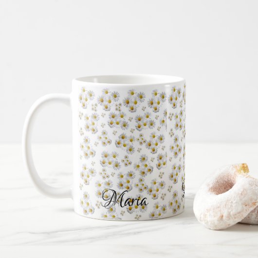 Mug blanc marguerite (Avec donut)