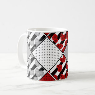 Mug Blanc noir avec patchwork rétro rouge