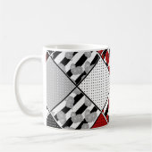 Mug Blanc noir avec patchwork rétro rouge (Gauche)