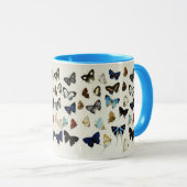 Mug BLANC NOIR BUTTERFLIES BLEU Beauté Nature Lover (Devant droit)