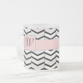 Mug blanc noir et blanc clair Chevron (Devant gauche)