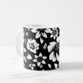 Mug Blanc noir Feuilles floraux modernes soufflant (Devant gauche)