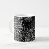 Mug Blanc Noir : Formes Rondes Simples. (Devant gauche)