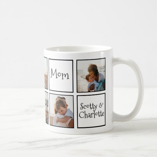 Mug Blanc Noir moderne Nous vous aimons Lots Maman 6 P (Droite)