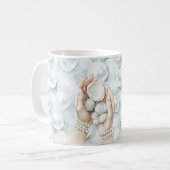 Mug Blanc Ocean Mousse de Mer Bleu Coquilles Perles (Devant gauche)