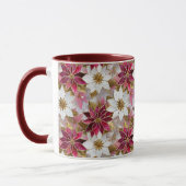 Mug Blanc Or Bourgogne rose Poinsettias de Noël (Gauche)
