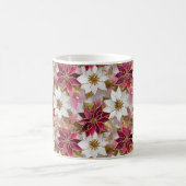 Mug Blanc Or Bourgogne rose Poinsettias de Noël (Centre)