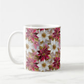Mug Blanc Or Bourgogne rose Poinsettias de Noël (Gauche)