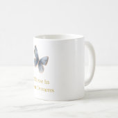 Mug Blanc Papillon Crème Bleu Or Rêves (Devant droit)