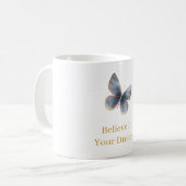 Mug Blanc Papillon Crème Bleu Or Rêves (Devant gauche)