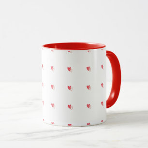 Mug Blanc – Petits Cœurs Rouges avec Centres Rempl