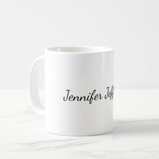 Mug Blanc Plaque moderne écriture manuscrite Votre nom (Devant gauche)