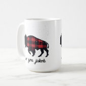 Mug blanc pour les cadeaux de buffle rouge et noir (Devant gauche)