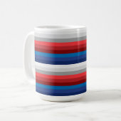 MUG BLANC ROUGE BLEUE GRISE STRIPES (Devant gauche)