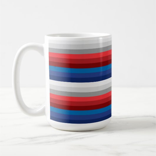 MUG BLANC ROUGE BLEUE GRISE STRIPES (Gauche)