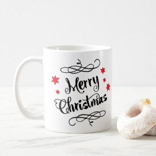Mug Blanc rouge de typographie de Joyeux Noël